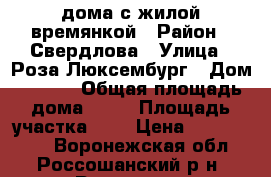 1/2 дома с жилой времянкой › Район ­ Свердлова › Улица ­ Роза Люксембург › Дом ­ 49/2 › Общая площадь дома ­ 75 › Площадь участка ­ 5 › Цена ­ 1 900 000 - Воронежская обл., Россошанский р-н, Россошь г. Недвижимость » Дома, коттеджи, дачи продажа   